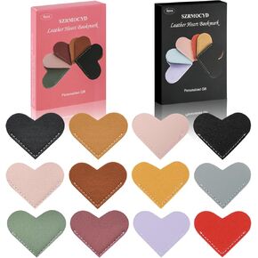 Gifts for Women Leather Heart Bookmarks-SZRMOCYD 6 Pieces Cute Corner Page Book Marks for Teachers Students Book Reading Lovers, for School Office School Supplies Gift Idea