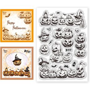 Chgcraft Pumpkin Corner Frame Clear Clear Clear Halloween Pumpkin Silicone Stamps for DIY Scrapbooking Cards Making Photo Photo Decorative
