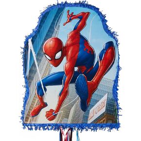 Party City Paull String Paper Pinata ، Spider -Man - 17in Wide X 3in Deep X 21.5in - Cardstock & Tissue Paper Party Party Supplies - عيد ميلاد ديكورات لعبة حفلة للبنين والبنات
