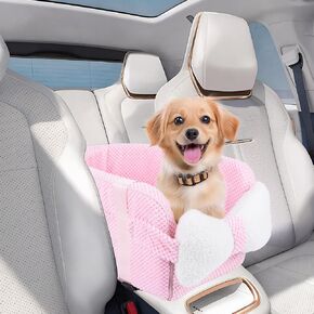 Center Console Dog Car Seat for Small Dogs, Puppy Car Seat for Small Pets Under 11lbs, Portable Doggie Carseat Travel Carrier Bed