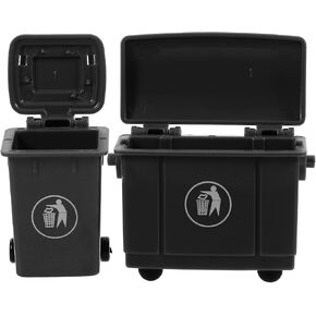 LOGOFUN 2pcs Doll House Miniature Trash Can Mini Garbage Can Model Tiny Trash Bin Scene Prop for Dollhouse Furniture Accessories - Black 5.60x4.10x3.00cm/2.20x1.6x1.1in 2.80x4.10x3.00cm/1.1x1.1x1.6in