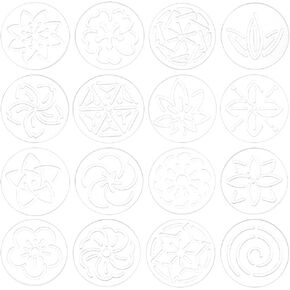Benecreat 16pcs acrylic sashiko stencil ، 2.3 بوصة مستديرة زهرة التطريز الأداة التطريز قالب خط خط الخط ليلحف اليدين والتطريز ، سميكة 3 مم
