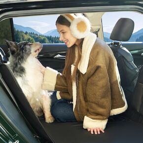 Back Seat Extender for Dogs | Waterproof, Anti-Scratch, PU Leather Cover | Hard Bottom Holds 400 lbs | Dog Hammock for Car | Pet Backseat Protector | Large Space | Dog Travel Bed for Car & SUV