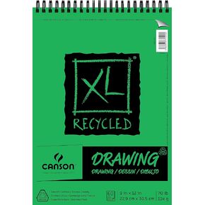 Canson XL Series Paper Drawing Paper ، ملزمة سلك أعلى ، 70 رطل ، 9 × 12 بوصة ، 60 ورقة (حزمة 4)