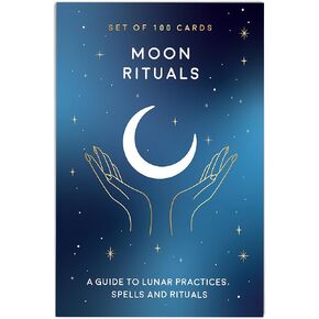 Gift Republic 100 Moon Ritual Cards | Self Care Practices, Spells, Affirmations, Blue
