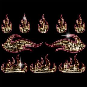SUPERDANT Iron on Rhinestones Transfer Mini Flames T-Shirt Crystal Heat Transfer Designs 3 Styles 10pcs Flames Iron on Rhinestone Transfer Bling Decals for Girls Clothing Tote Bag DIY Art Craft Gifts