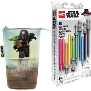Lego Star Wars Lightsaber Gel Pen 10 Pack و Mandalorian POP PENC PENCIL BUNDLE