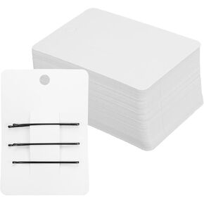 uxcell 100 Pcs Hair Clip Display Cards, Paper Cardboard Hair Bow Holder Jewelry Paper Earring Packaging Cards for Selling Small Business Jewelry Making Hair Barrettes, White