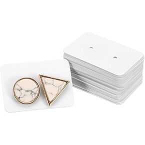 uxcell 100 Pcs Earring Display Cards, 1.37"x1" Ring Cardboard Cards with 2 Holes Jewelry Paper Packaging for Selling Small Business Jewelry Making Keychain, Light Green