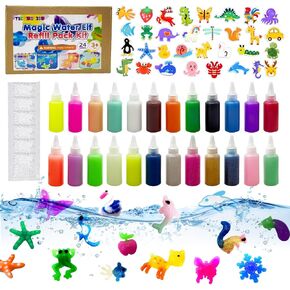 مياه هلام الحيوانات الأليفة مجموعة ملء | Aqua Fairy Gel Elcl | Magic Water Elf Toy Kit & DIY Squishy Maker Kit | Water Pet Toys (24 زجاجة: 12 لونًا نقيًا ، 6 توهج في الظلام ، 4 فوار ، 2 pearlescent+32 قالب)