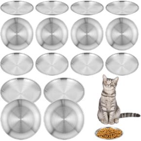 16 PCS من الفولاذ المقاوم للصدأ أطباق القطط الضحلة على نطاق واسع الأوعية الأوعية الإرهاق الإغاثة