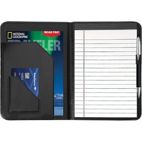 مجلد جونيور Padfolio - A5 Portfolio Binder Case مع منصة كتابة 5 × 8 والتخزين الداخلي منظم الأعمال التنفيذي للرجال للنساء ، الأخضر.