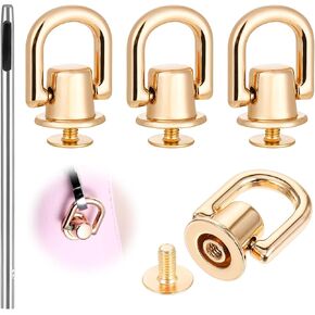 4pcs D حلقات للمحفظة ، حلقات D 360 درجة قابلة للتدوير مع 4 مسامير جلدية وأداة لكمة واحدة لصياغة الجلود ، مجموعة تحويل Crossbody ، أجهزة محفظة لمحفظة Crossbody الجلدية