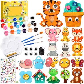 18 PCS EASTER DIY Magnets Painting Kit ، Forest Animals Spring Arts and Crafts Supplies مجموعة طلاء خشبية للأنشطة الحرفية للهدايا العائلية حفل عيد ميلاد