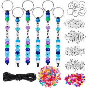 Taiyin 361 PCS/24 Sets Day's Bead Bead Chain Craft Kit Teach Beads Beads Mom Pony Bead Independence Day Dad Dad for Jewelry Making Bead Bead String Star على شكل حبات على شكل DIY