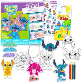 Disney Stitch Denky Dinks Creative Pack - 18 pc backdle with 5 diy stand up blay figures ، 3 charm keychains ، pencils colored ، stickers ، المزيد | طقم ليلو وروتيتش للحرف للأطفال ، الأولاد ، الفتيات