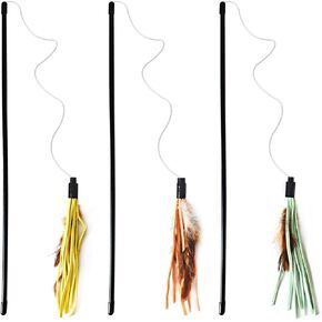 IUHKBH CAT FEATHY WANDS ، 3 PCS ROPE ROPE TEASER TEAYS HITTEN WANDS TEAYS TOYS TOYS NO NOGE CAT ، آمنة لجميع أحجام السلالات