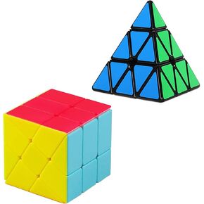 مكعبات السرعة السحرية Ahyuan مجموعة 3 × 3 X3 Qiyi Qiming a pyramid Speed ​​Triange Cube Puzzle Super Super Magic Windmill Cube for Children and Come