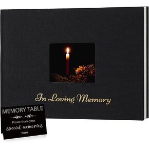 XKDOUS LINEN FUNERAL GUED BOOK for Memorial Service Grassover in Loving Memory دفتر زوار الاحتفال بتوقيع ضيف الحياة على جدول مع علامة الجنازة