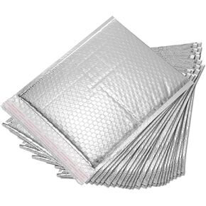 Meccanixity Thermal Bubble Mailer ، 11.8 × 9.8 بوصة Silver Self Seal Seal Cool Bubble Sealers Foil Ackits Painting Care for Books ، Food ، Cosmetics ، Pack of 25