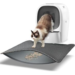 Cat Litter Mat Double Layer Waterproof Urine Proof Trapping Mat Catch Litter Mat Non-Silp Comptible with RealScooper (Black, 23.6x18.9 Inch)