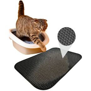 Cat Litter Mat, (24x15) Inch, Double Layer Honeycombed, Litter Trapping Mat, Water & Urine Proof for Litter Boxes, Easier to Cleaning, Litter Box Mat for Cat