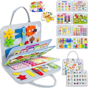 Exorany Busy Board Montessori Toys for 1 2 3 4 Year Old Girl & Boy Birthday Gifts, Busy Book Learning Sensory Toys for Toddlers 1-3 2-4, Toddler Travel Educational Activities Fine Motor Skills