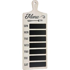 Wood Chalkboard Menu Board, Farmhouse Weekly Menu Planner, Chalkboard Signs for Kitchen, Dining Room, 23.625" H x 8.625" W