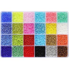 Tibaoffy Size 8/0 Crafts Glass Seed Beads 3mm and Craft Striped Seed Beads 3mm and 4mm Assorted Kit with Organizer Box for Jewelry Making (48 Assorted Multicolor Set, Total About 13920pcs) in Kuwait