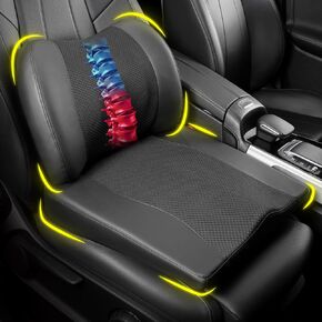 Seat Cushion & Lumbar Support - Ergonomic Memory Foam Pillows for Sciatica & Back Pain Relief - Comfort for Driving & Long Driving- Ideal for Car, Office Chairs, Wheelchairs