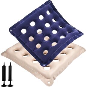 2 PCS وسائد مقعد قابلة للنفخ ، 18.5 * 18.5 '' وسادة وافل ، وسائد مؤلمة للضغط مع 2 مضخة قابلة للنفخ ، ورسوم وافل قابلة للنفخ كرسي مؤلم ، والجلوس لفترة طويلة ، والضغط.