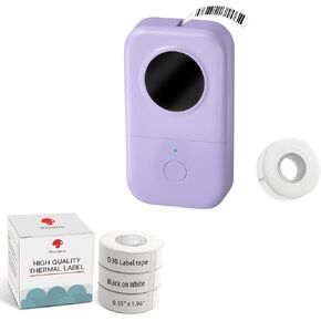 Phomemo D30 Label Maker Machine with 1 White Tape 0.47" and 3 Tape 0,55", Portable Bluetooth Label Printer, Small Smart Phone Handheld Mini Label Maker Printer Multiple Templates Font Icon Easy to Use