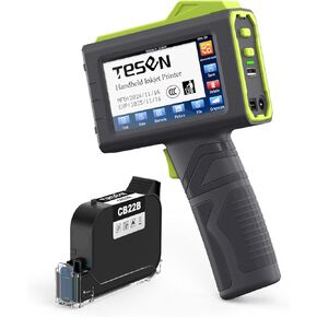 TESEN Upgraded Handheld Printer at 0.5 Inch Print Height with Sensor Printing on Production Line Use Fast Dry Ink to Print Date Time Logo Barcode QR Code Batch Number Anywhere (Works Over 16 Hours)