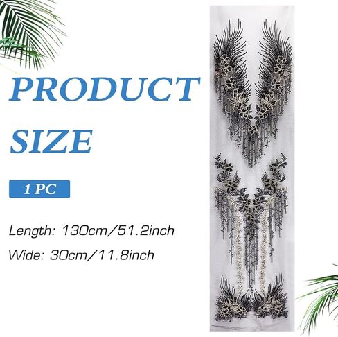 MAYJOYDIY Black Beaded Sequins Flower Lace Applique 3D Floral Embroidery Sew on Patches Flower Beaded Lace Trim Gold Sequin Lace Ribbon for Headpiece Clothing Bridal Accessories Supply Craft DIY in Kuwait