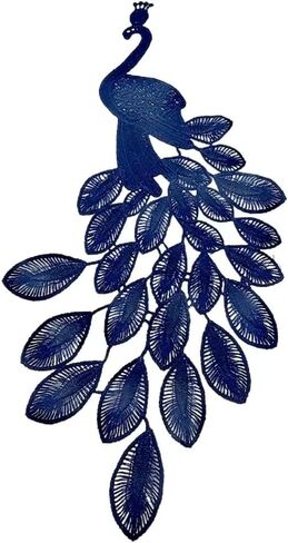 2pc Navy Blue Embroidery Peacock Applique Peacock Patch Iron on Sew on Embroidered Applique Patch for Dress Clothes Accessory in Kuwait