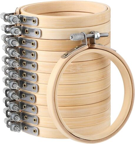 Hoteam 48 Pcs Small Embroidery Hoop Bulk Tiny Wooden Round Bamboo Sewing Circle Cross Stitch Embroidery Hoop for Craft Art Handy Sewing Home Ornaments Christmas Decoration (4 Inch) in Saudi Arabia