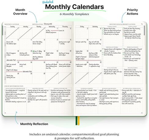 Roterunner Hardcover Purpose Planner Notebook B5 7.5 x 9.8 Undated Daily Planner 2024-2025 Daily Weekly and Monthly Productivity Planner Life Planner ADHD Planner for Adults Self Care Journal in Kuwait