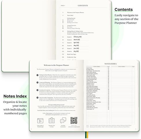 Roterunner Hardcover Purpose Planner Notebook B5 7.5 x 9.8 Undated Daily Planner 2024-2025 Daily Weekly and Monthly Productivity Planner Life Planner ADHD Planner for Adults Self Care Journal in Kuwait