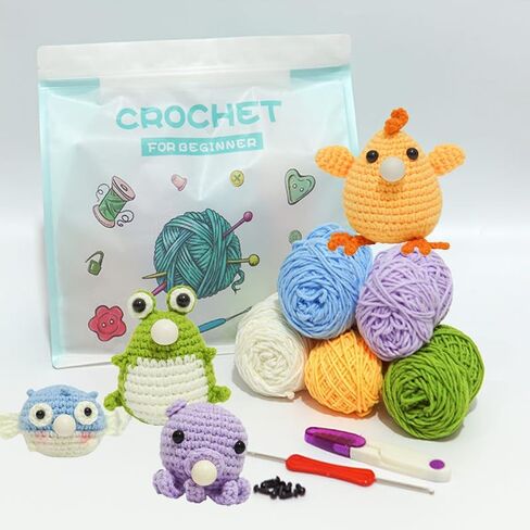 HAPPIG Crochet Kit for Beginners, Crochet Kit, Knitting Kit, Crochet, Crochet Animal Kit, Step-by-Step Video Tutorials - Kiki Family in Kuwait