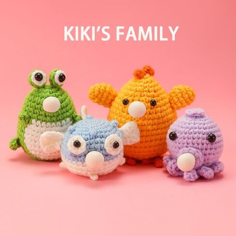 HAPPIG Crochet Kit for Beginners, Crochet Kit, Knitting Kit, Crochet, Crochet Animal Kit, Step-by-Step Video Tutorials - Kiki Family in Kuwait