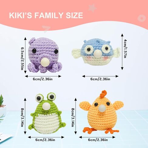 HAPPIG Crochet Kit for Beginners, Crochet Kit, Knitting Kit, Crochet, Crochet Animal Kit, Step-by-Step Video Tutorials - Kiki Family in Kuwait