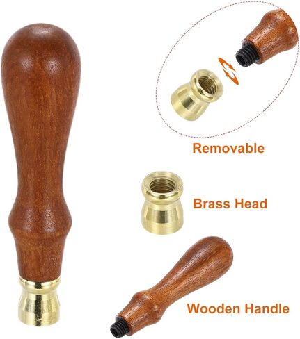 PATIKIL 25mm Round Blank Wax Seal Stamp, Removable Brass Head Without Carving Wooden Handle for Envelope Invitation Wine Packing Gift Wrapping in Kuwait