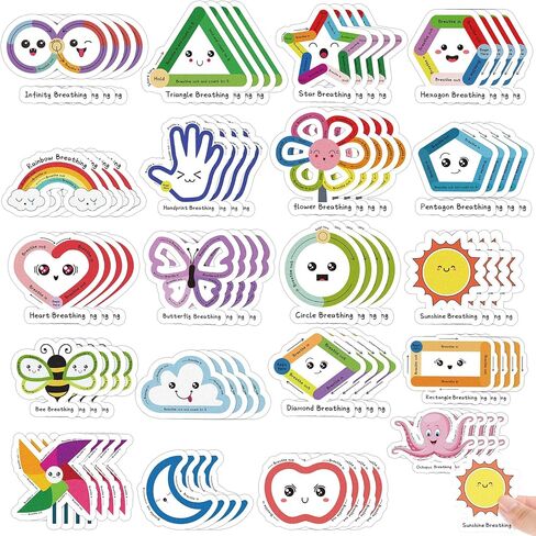 Crtiin 100 Pack Sensory Strips Anxiety Mindfulness Breath Calm Stickers Adhesive Texture Rough Tactile Fidget Tape for Mental Health Relief Anti Stress Stickers(Expression) in Kuwait