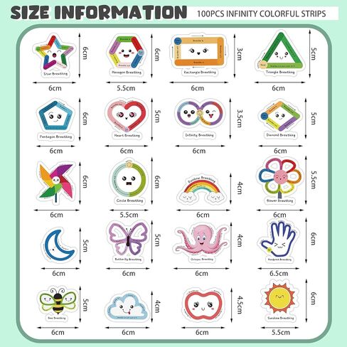 Crtiin 100 Pack Sensory Strips Anxiety Mindfulness Breath Calm Stickers Adhesive Texture Rough Tactile Fidget Tape for Mental Health Relief Anti Stress Stickers(Expression) in Kuwait