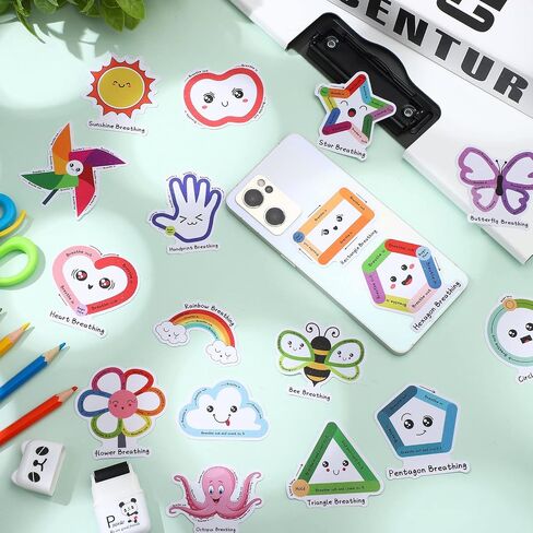 Crtiin 100 Pack Sensory Strips Anxiety Mindfulness Breath Calm Stickers Adhesive Texture Rough Tactile Fidget Tape for Mental Health Relief Anti Stress Stickers(Expression) in Kuwait