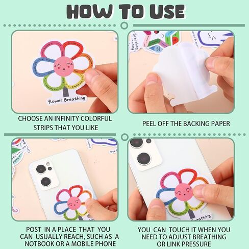 Crtiin 100 Pack Sensory Strips Anxiety Mindfulness Breath Calm Stickers Adhesive Texture Rough Tactile Fidget Tape for Mental Health Relief Anti Stress Stickers(Expression) in Kuwait
