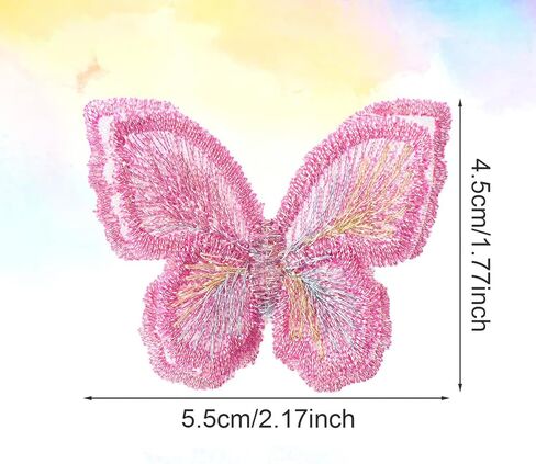 18Pcs Butterfly Lace Patches, 9 Colors Double Layer 3D Butterfly Organza Embroidered Appliques Decorative for Wedding Bridal Dress Craft DIY Clothes Hair Ornaments Dress Decoration in Saudi Arabia