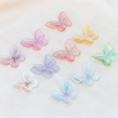 18Pcs Butterfly Lace Patches, 9 Colors Double Layer 3D Butterfly Organza Embroidered Appliques Decorative for Wedding Bridal Dress Craft DIY Clothes Hair Ornaments Dress Decoration in Saudi Arabia