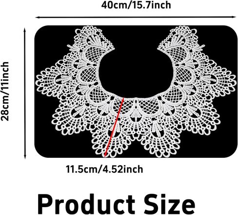 pson 2PCS Round Embroidery Collar Applique, White Ripple Lace Neckline Trim Patch, Sew-on Neck Decoration for DIY Dress Making, Clothing Repair and Craft Projects (15.7 x 11 inch) in Kuwait