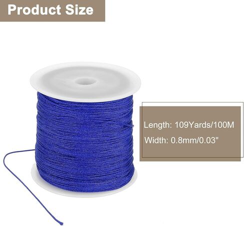 uxcell Nylon String for Bracelets, 0.8mm 109 Yards Nylon Cord Satin String Beading Elastic String for Window Curtain Blind Bracelets Sewing Necklace Crafts, Navy Blue in Saudi Arabia